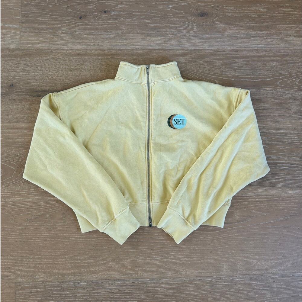 Set Active Zip Up Sweat Jacket Funnel Size S Lemon Yellow